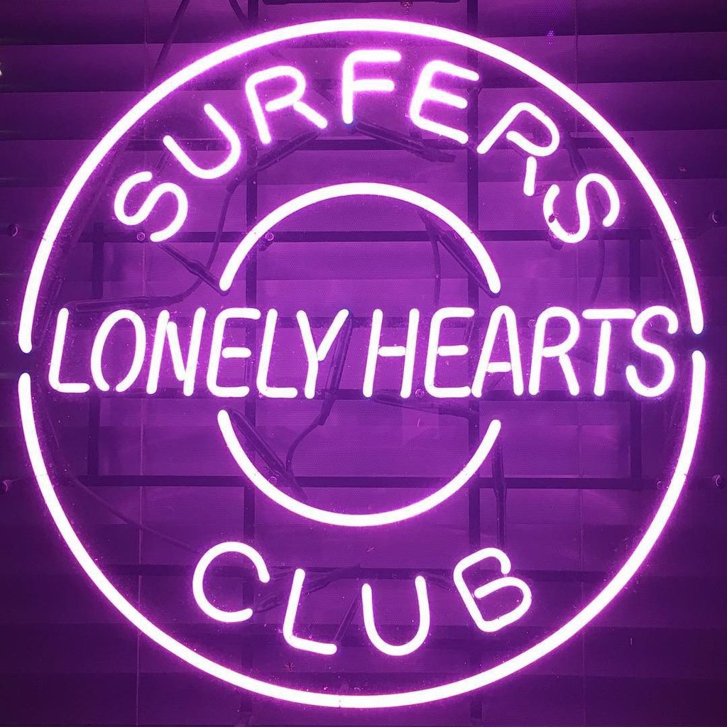 Surfers Club Lonely Hearts Neon Sign